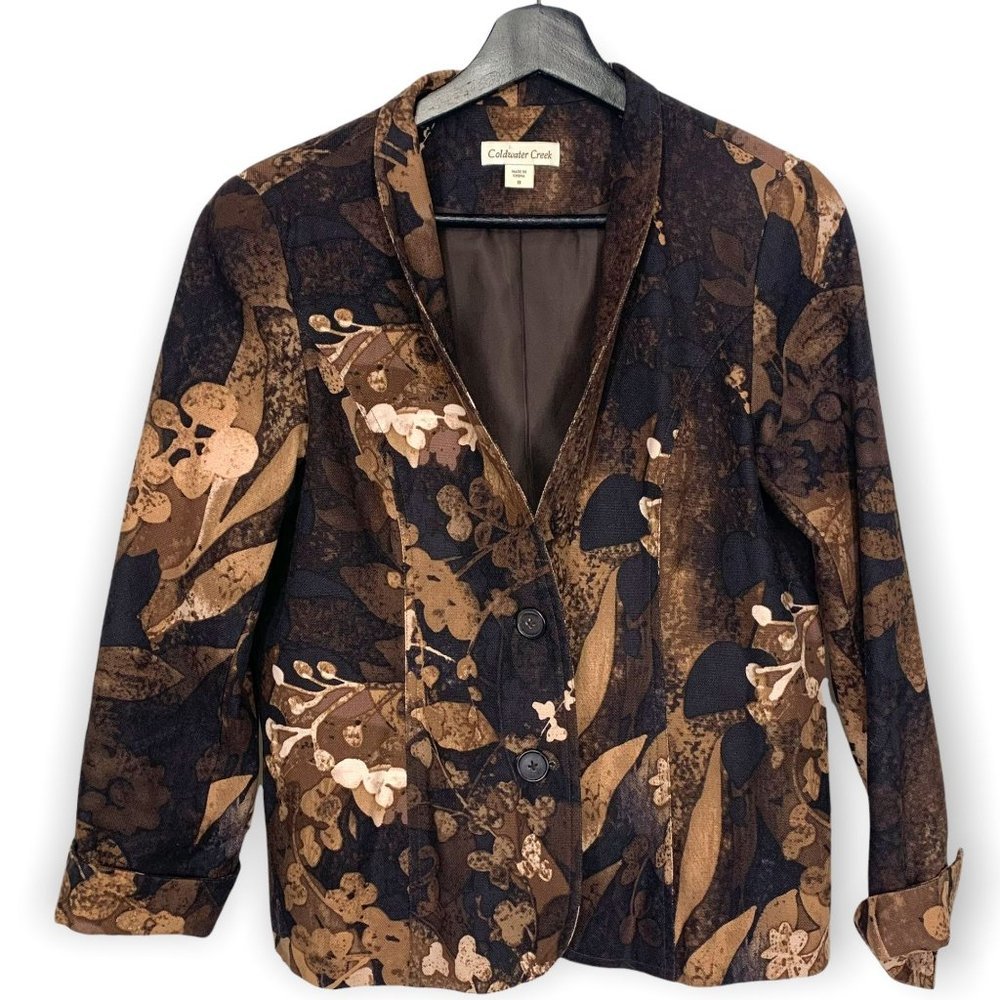 Coldwater Creek Floral Leaves Blazer Medium